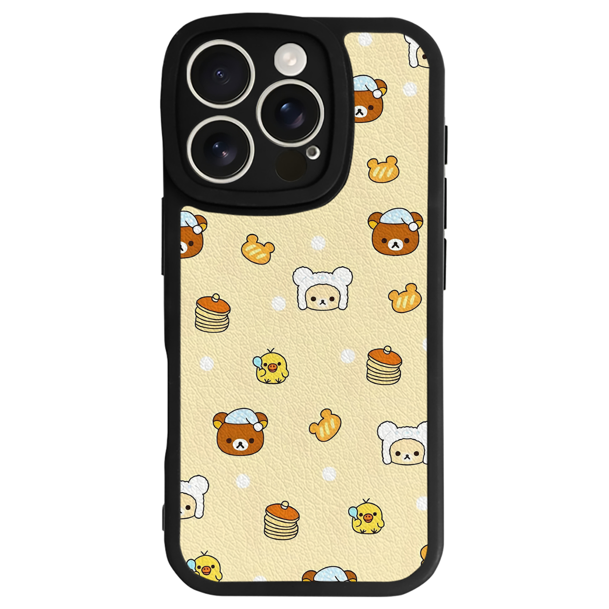 （画像用） リラックマ リラックマ キイロイトリ Rilakkuma Korilakkuma Kiiroitori 【iPhone 16シリーズ対応】シリコンスマホケース（レザー調） 材質：シリコン